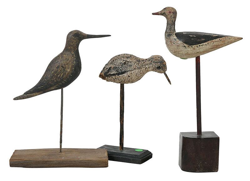 Appraisal: Three Carved and Painted Shore Birds One Signed American late