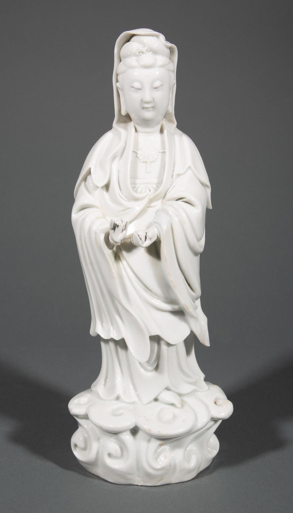 Appraisal: Chinese Blanc de Chine Porcelain Guanyin Qing Dynasty - modeled