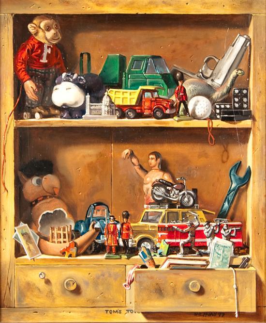 Appraisal: Joseph Sheppard American b Tom's Toys oil on board signed