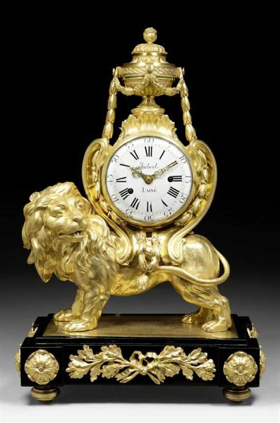 Appraisal: IMPORTANT CLOCK AU LION Louis XVI model by J J