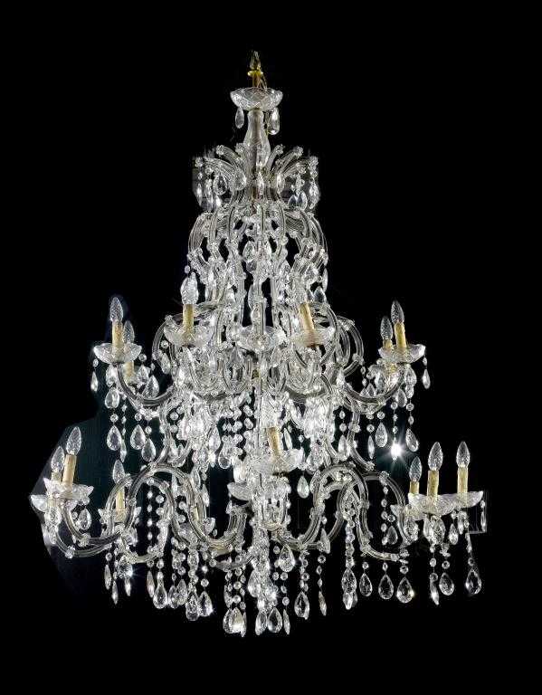 Appraisal: A FRENCH GLASS CHANDELIER of sixteen lights in graduated tiers