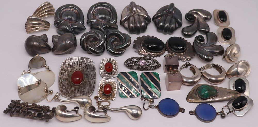 Appraisal: JEWELRY Assorted Silver Jewelry Includes a pair of silver half