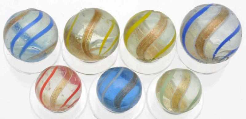 Appraisal: Lot of Banded Lutz Marbles Includes one clear with red