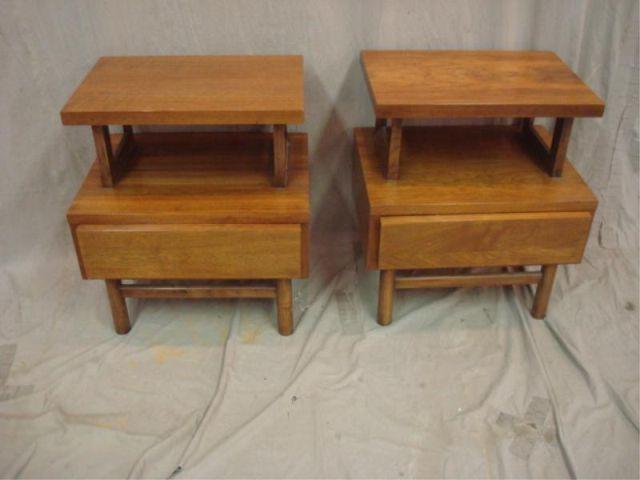 Appraisal: Pair of Midcentury Tier Drawer End Tables Has American of