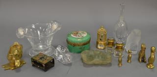 Appraisal: Box lot to include Lalique owl Steuben bowl hardstone Chinese