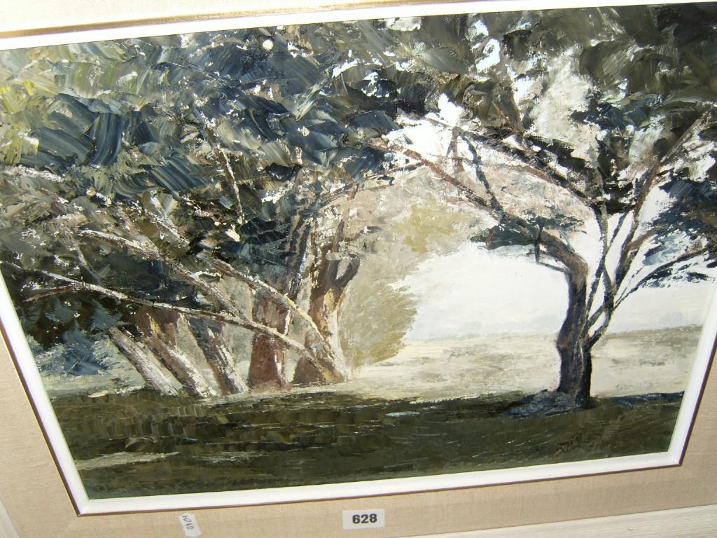 Appraisal: An oil painting on board of a woodland landscape signed