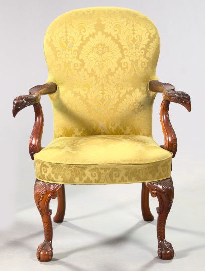 Appraisal: George III-Style Mahogany Armchair in the Chippendale taste the upholstered