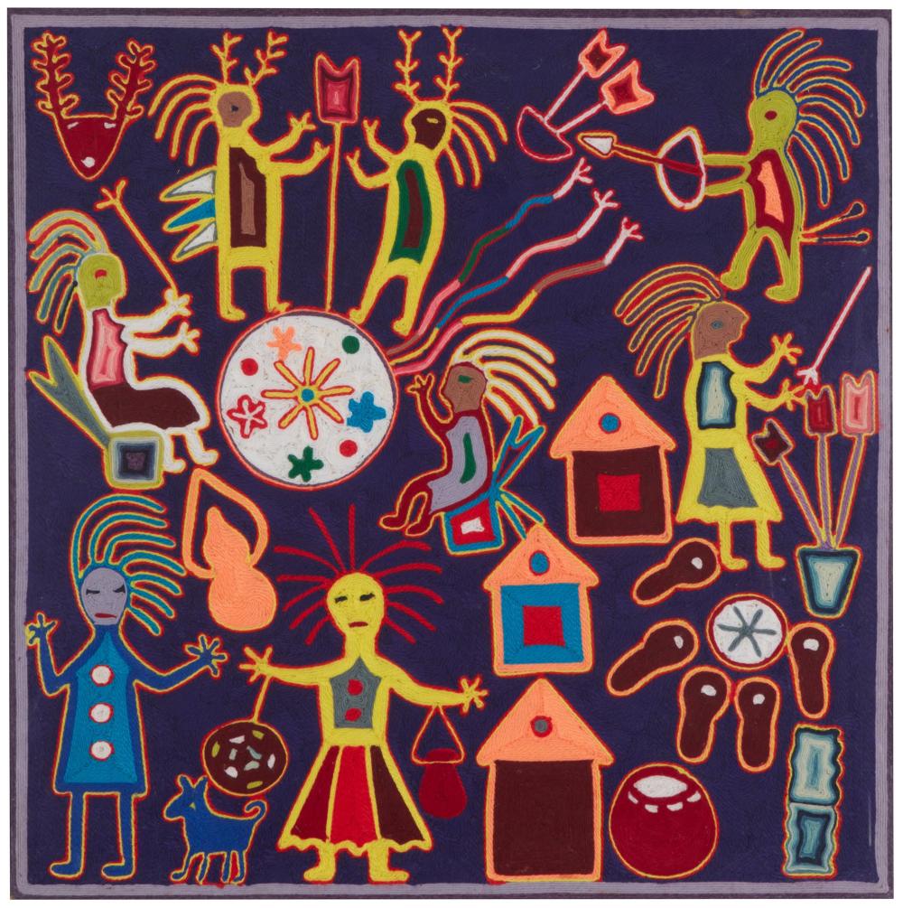 Appraisal: A Huichol Antes de la Inundaci n yarn painting th