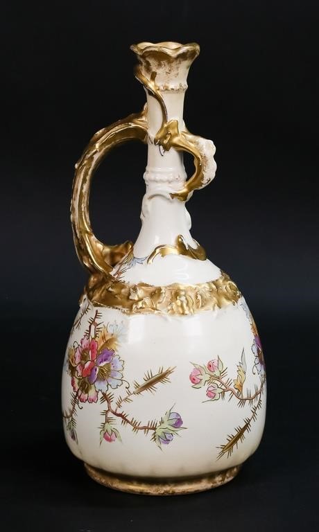 Appraisal: ROYAL BONN PORCELAIN VASERoyal Bonn porcelain handled vase with gilt