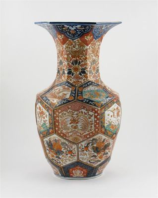 Appraisal: A Japanese Imari vase of hexagonal section and moulded with