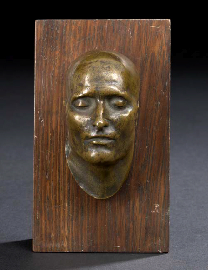 Appraisal: After Francesco Antommarchi Italian - miniature patinated bronze death mask