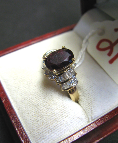 Appraisal: RUBY DIAMOND AND FOURTEEN KARAT GOLD RING centered and prong