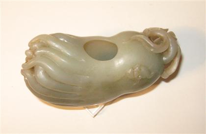 Appraisal: Chinese dark celadon jade brush washer th century