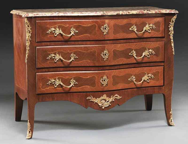 Appraisal: Louis XV style Breche d'Alep marble top commode the conforming