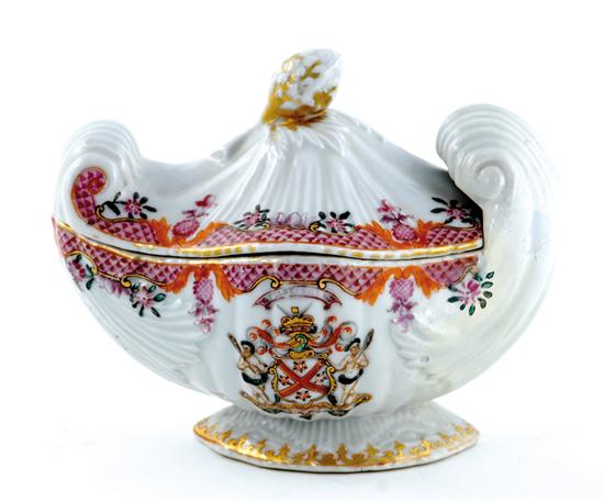 Appraisal: Rare Chinese Export Lennox armorial sauce tureen circa European form