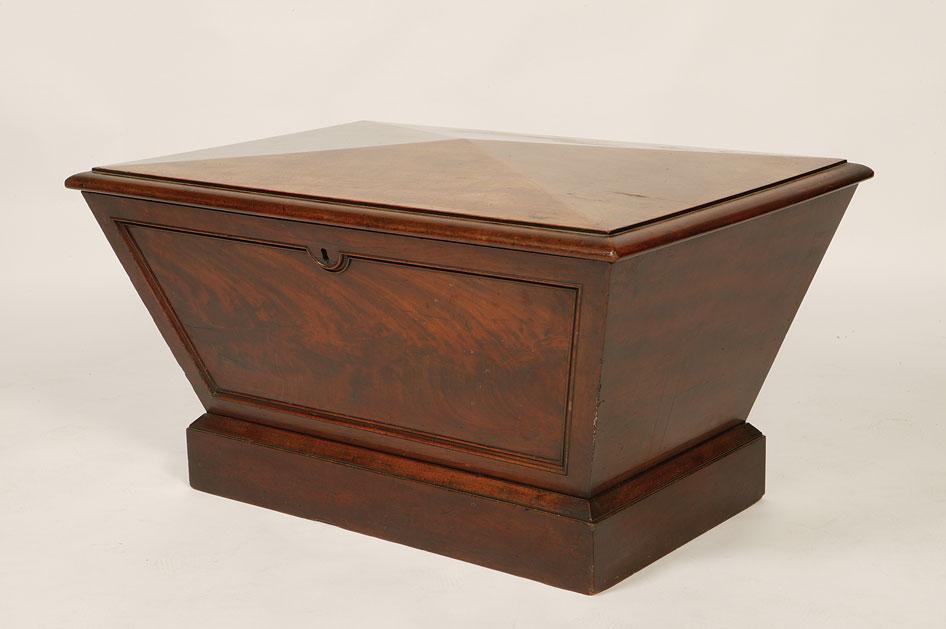 Appraisal: A LATE REGENCY MAHOGANY SARCOPHAGUS FORM WINE COOLER the rectangular