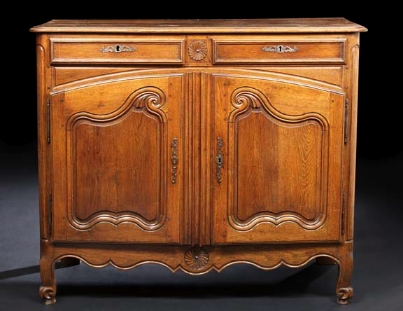 Appraisal: Louis XV-Style Provincial Fruitwood Buffet second quarter th century the