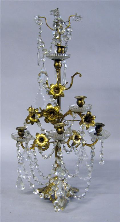 Appraisal: Pair of French gilt metal and glass luster six-arm girandoles