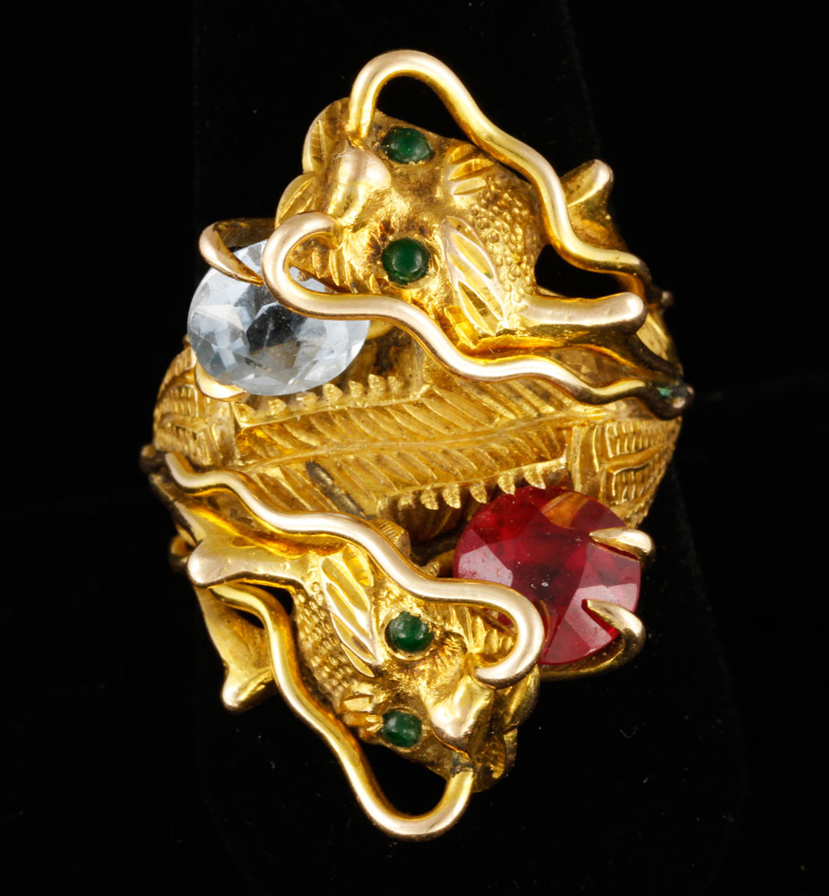 Appraisal: - K Gold and Colored Stone Ring K yellow gold