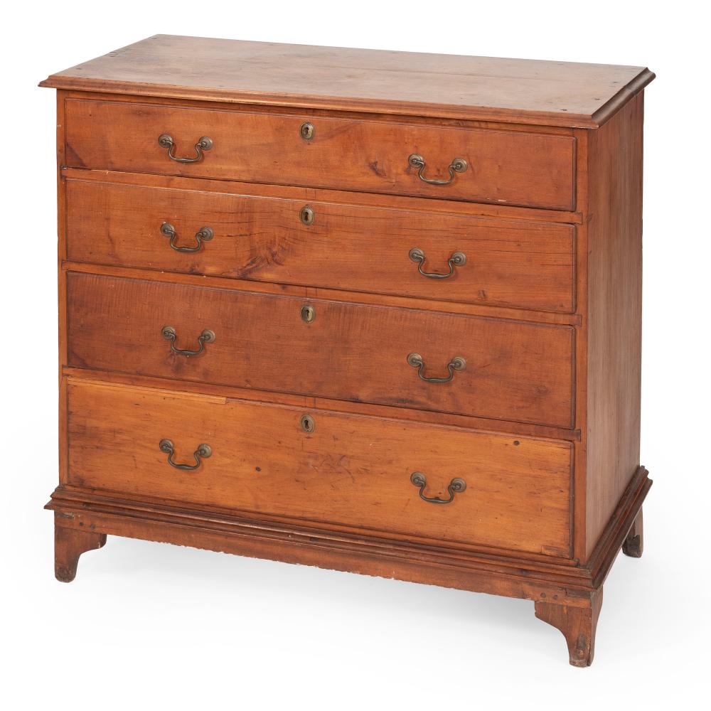 Appraisal: FOUR-DRAWER CHEST NEW ENGLAND EARLY TH CENTURYFOUR-DRAWER CHEST New England