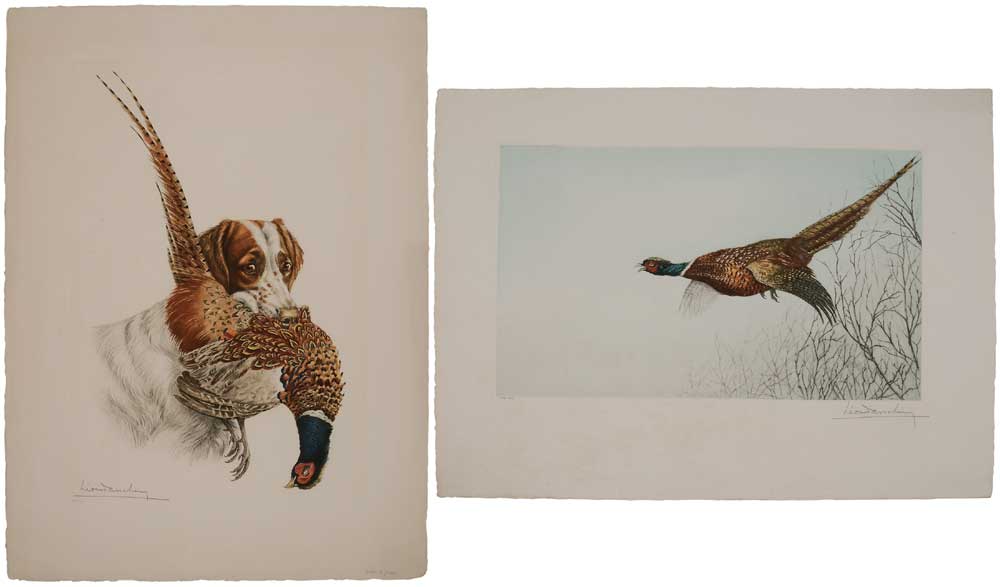 Appraisal: L on Danchin French - Two Pheasant Hunting Scenes both