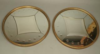 Appraisal: Pr PIERO FORNASETTI Style Dimpled Wall Mirrors B Pr PIERO