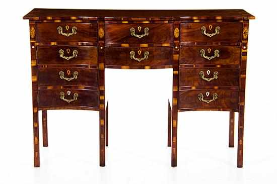 Appraisal: George III inlaid mahogany serpentine sideboard early th century serpentine