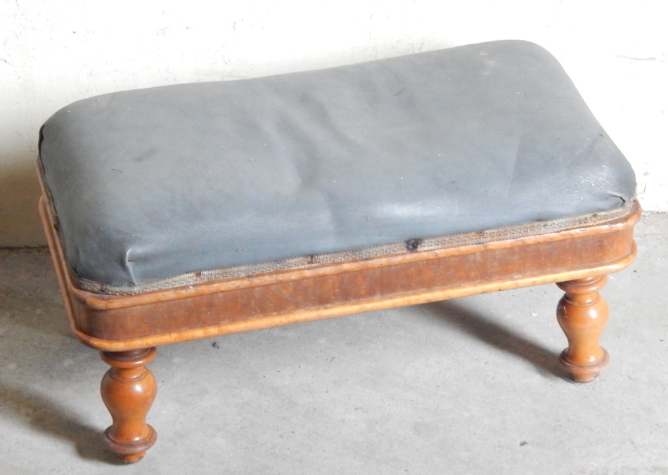 Appraisal: A Victorian satin walnut stool with bird's eye maple band