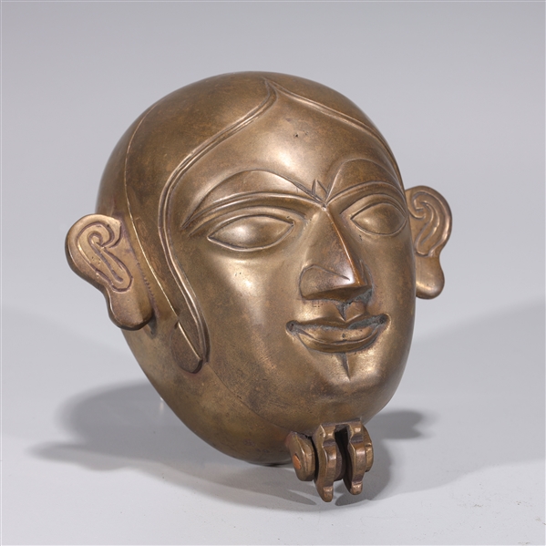 Appraisal: Brass Indian head-shaped box with hinged lid some wear some