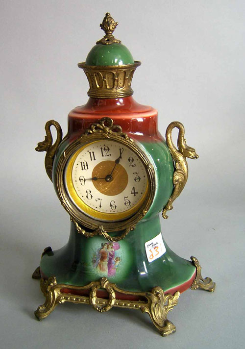 Appraisal: German porcelain mantle clock late th c h Provenance The