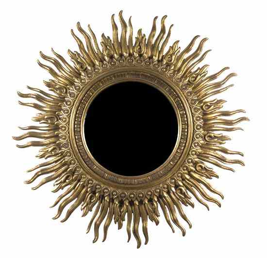 Appraisal: An Italian Giltwood Sunburst Mirror having a circular plate within