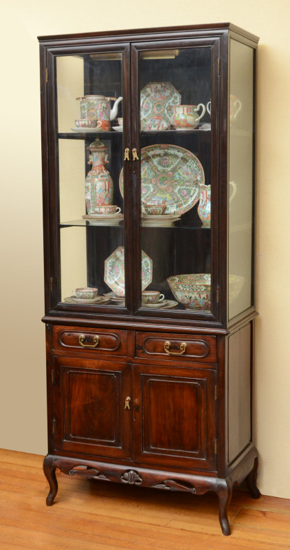 Appraisal: ORIENTAL DISPLAY CABINET Top with glass doors and sides over