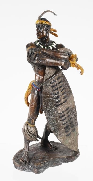 Appraisal: Franklin Mint bronze sculpture of Zulu King warrior titled SHAKA