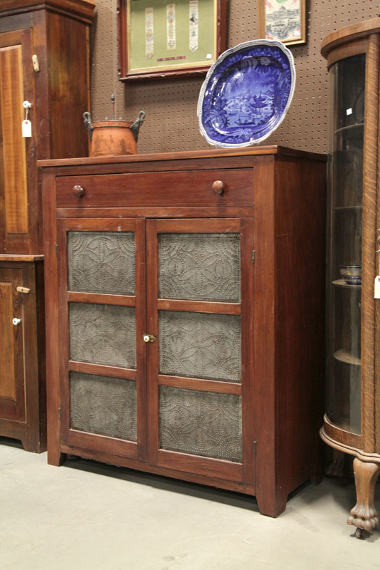 Appraisal: PIE SAFE Walnut nail constructed safe having one dovetailed drawer