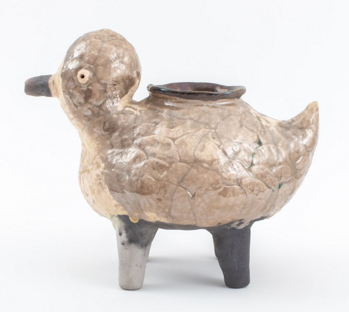 Appraisal: LOUIS MENDEZ CERAMIC BIRD FORM VASE Louis Mendez American -