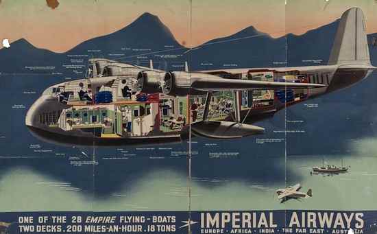 Appraisal: ANONYMOUS IMPERIAL AIRWAYS FLYING-BOAT offset lithograph in colours cond B