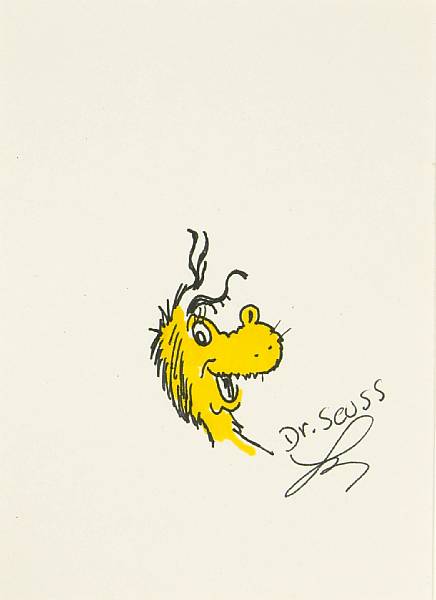 Appraisal: A Dr Seuss drawing of one of his characters pen