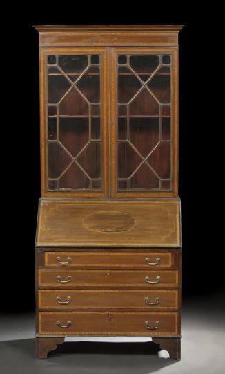 Appraisal: George III-Style Mahogany Secretary Bookcase third quarter th century the