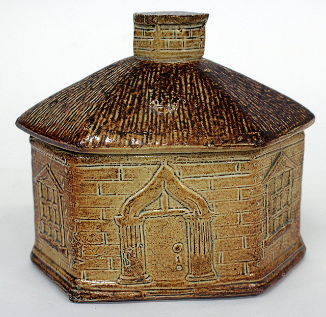 Appraisal: A SALT GLAZED STONEWARE TOBACCO BOX in the form of