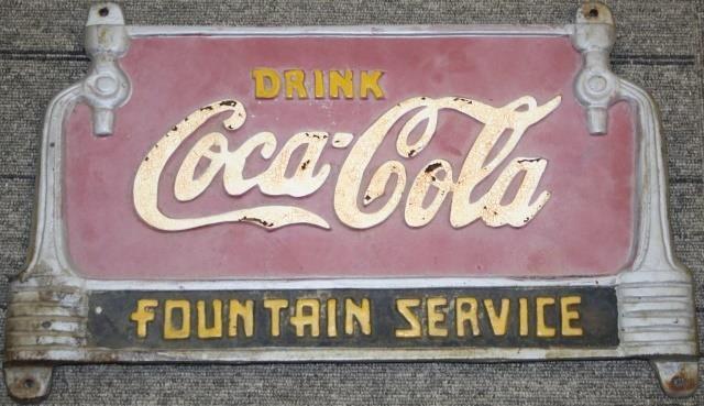 Appraisal: EARLY TH CENTURY CAST IRON COCA-COLASODA FOUNTAIN SIGN OLD FINISH