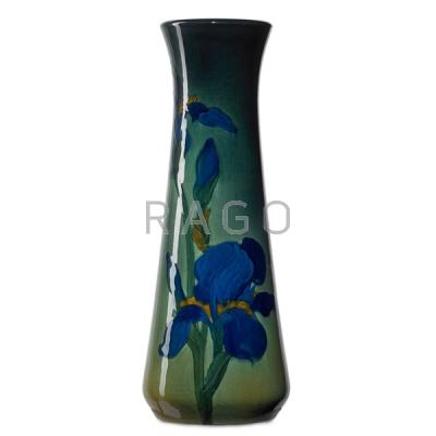 Appraisal: S LAURENCE ROOKWOOD Sea Green vase w irises Condition Report