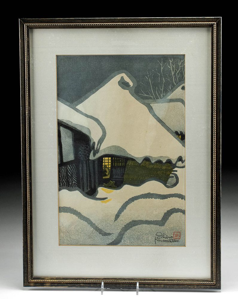 Appraisal: Framed Shiro Kasamatsu Woodblock - Snow Country Shiro Kasamatsu Japanese