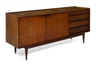 Appraisal: A MID-CENTURY MODERN TEAK SIDE CABINETCirca The side cabinet having