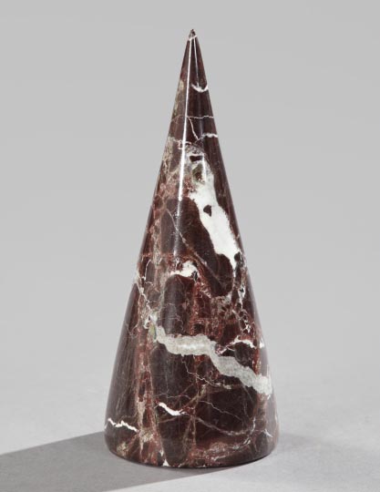 Appraisal: French Polished Rouge Royale Marble Garniture of conical form in