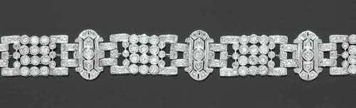 Appraisal: BRILLIANT-CUT DIAMOND BRACELET White gold Decorative bracelet Art D co