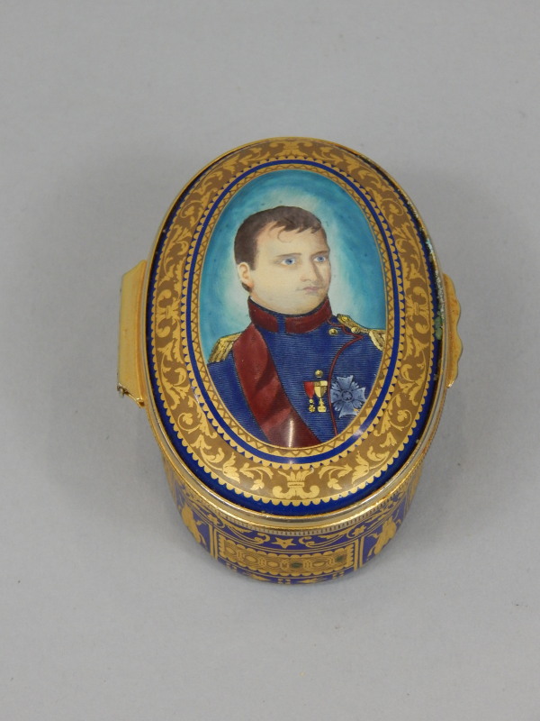 Appraisal: A Halcyon Days oval enamel box and cover the lid