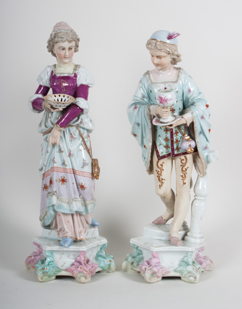 Appraisal: Pair of Rudolstadt porcelain figures early th century lady and