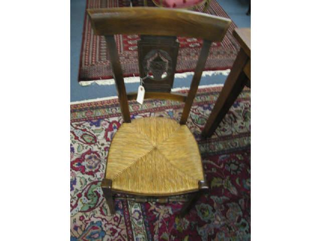 Appraisal: Victorian Rush Seat Chair carved back with basket of flowers