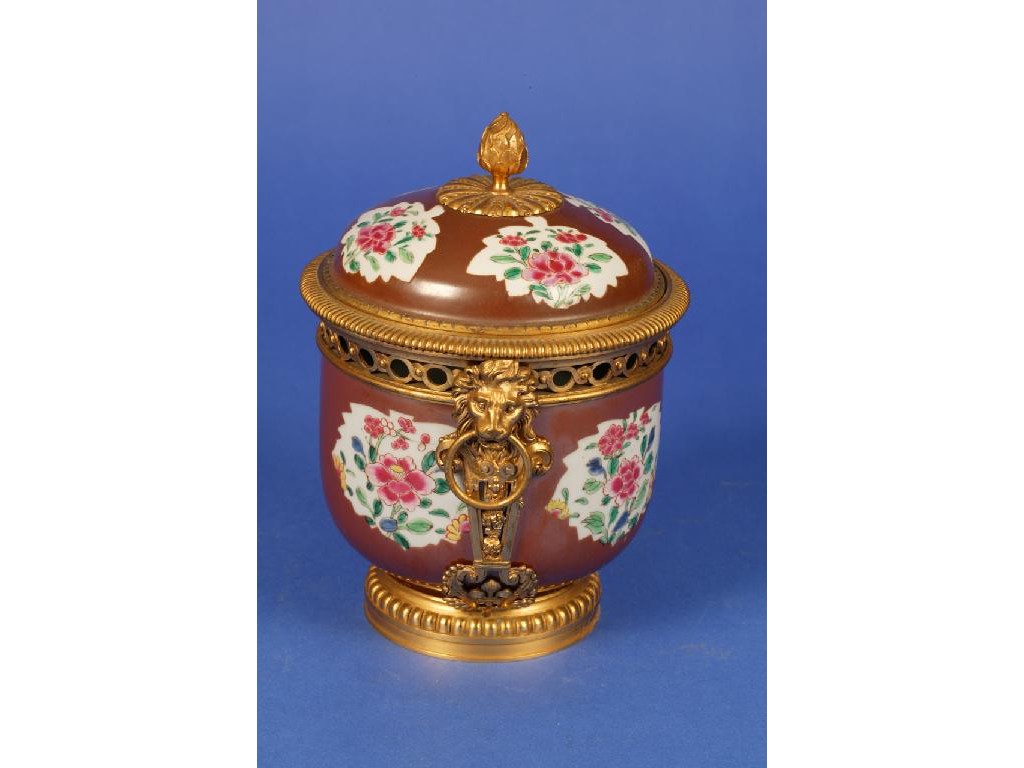 Appraisal: A CHINESE EXPORT BOWL AND COVER with ormolu mounts the