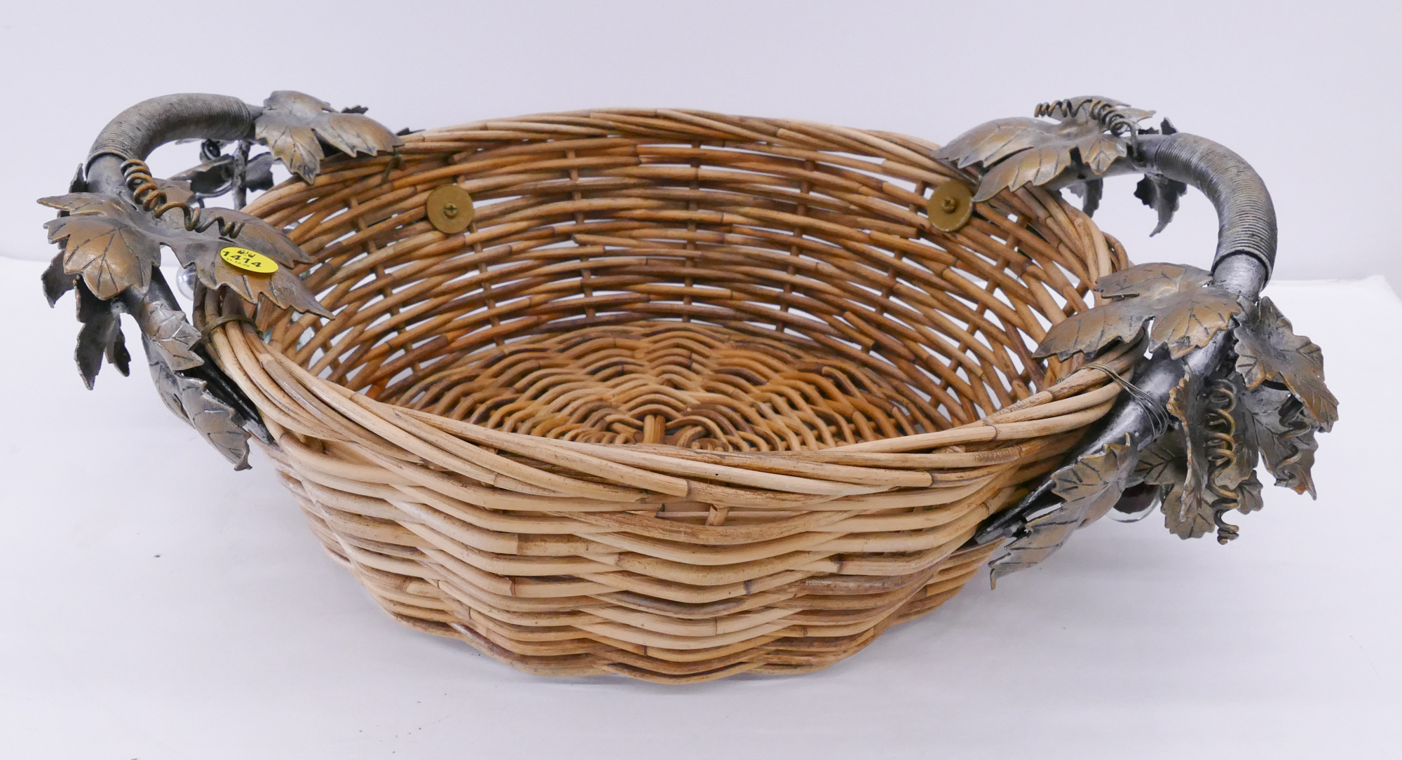 Appraisal: Designer Metal Handled Basket- x ''